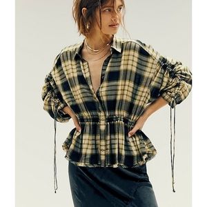 FREE PEOPLE Pacific Dawn Plaid Shirt.